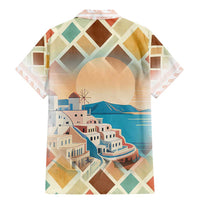 Santorini Greece Family Matching Mermaid Dress and Hawaiian Shirt Sunset Village Print and Mediterranean Geometric Pattern
