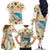 Santorini Greece Family Matching Off The Shoulder Long Sleeve Dress and Hawaiian Shirt Sunset Village Print and Mediterranean Geometric Pattern