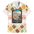 Santorini Greece Family Matching Off The Shoulder Long Sleeve Dress and Hawaiian Shirt Sunset Village Print and Mediterranean Geometric Pattern