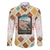 Santorini Greece Family Matching Off The Shoulder Long Sleeve Dress and Hawaiian Shirt Sunset Village Print and Mediterranean Geometric Pattern