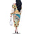 Santorini Greece Family Matching Off The Shoulder Long Sleeve Dress and Hawaiian Shirt Sunset Village Print and Mediterranean Geometric Pattern