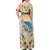 Santorini Greece Family Matching Off Shoulder Maxi Dress and Hawaiian Shirt Sunset Village Print and Mediterranean Geometric Pattern