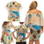 Santorini Greece Family Matching Off Shoulder Short Dress and Hawaiian Shirt Sunset Village Print and Mediterranean Geometric Pattern