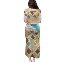 Santorini Greece Family Matching Puletasi and Hawaiian Shirt Sunset Village Print and Mediterranean Geometric Pattern