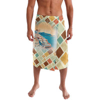 Santorini Greece Lavalava Sunset Village Print and Mediterranean Geometric Pattern