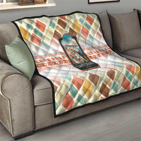 Santorini Greece Quilt Sunset Village Print and Mediterranean Geometric Pattern