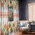 Santorini Greece Window Curtain Sunset Village Print and Mediterranean Geometric Pattern