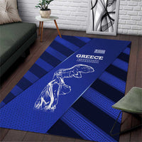 Greek Pride Area Rug with Ancient Sculpture and National Map Graphic