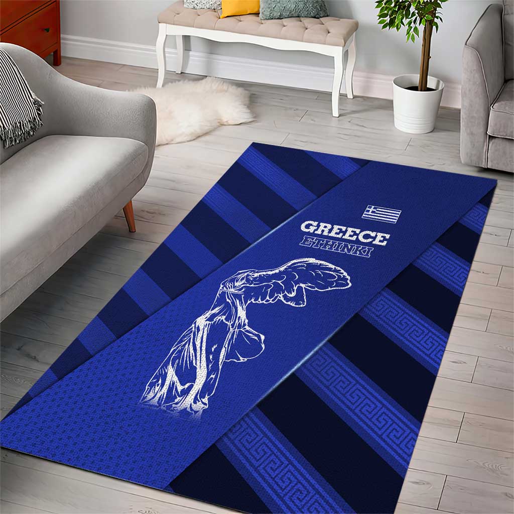 Greek Pride Area Rug with Ancient Sculpture and National Map Graphic