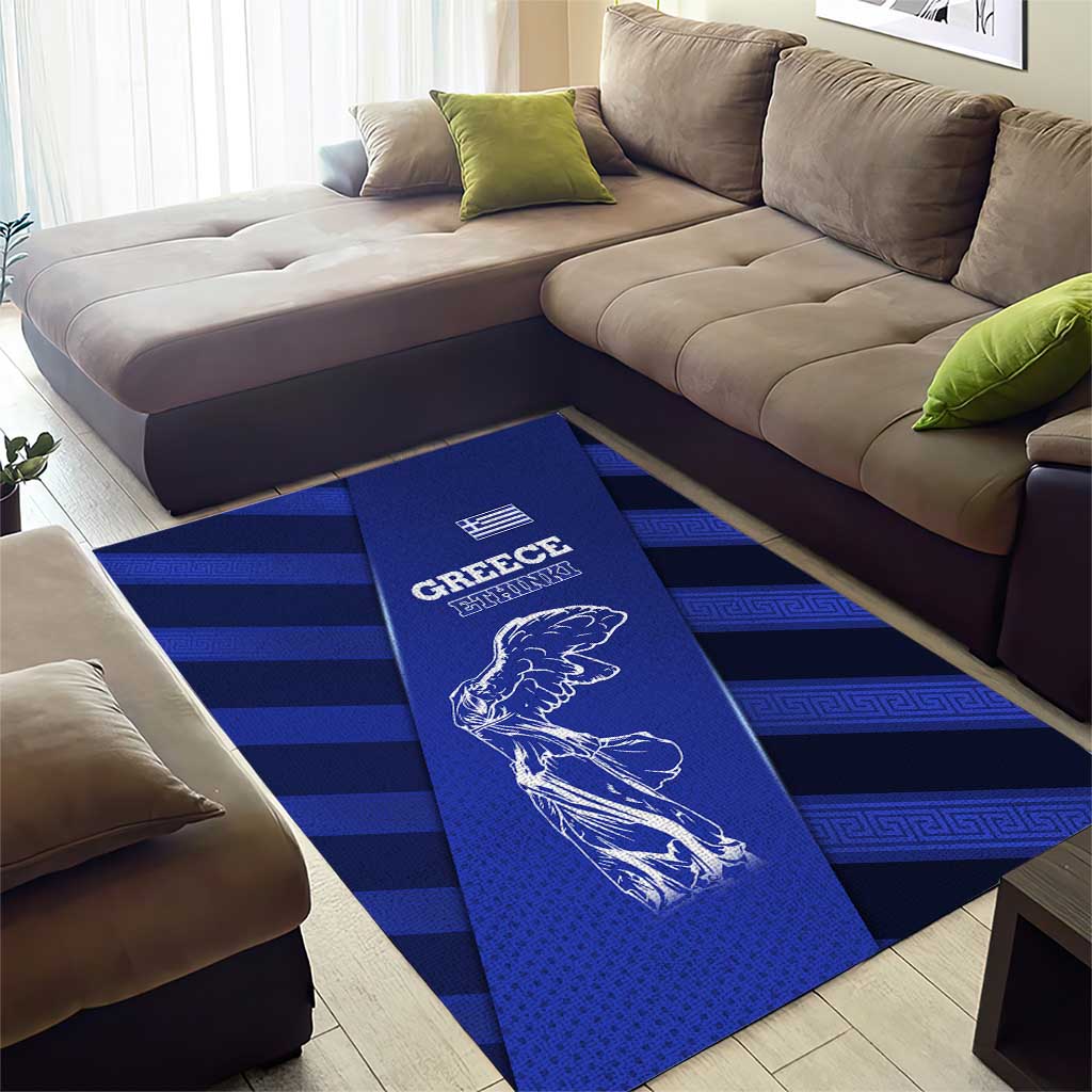Greek Pride Area Rug with Ancient Sculpture and National Map Graphic