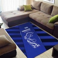 Greek Pride Area Rug with Ancient Sculpture and National Map Graphic