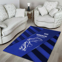 Greek Pride Area Rug with Ancient Sculpture and National Map Graphic