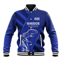 Greek Pride Baseball Jacket with Ancient Sculpture and National Map Graphic