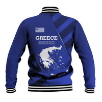 Greek Pride Baseball Jacket with Ancient Sculpture and National Map Graphic