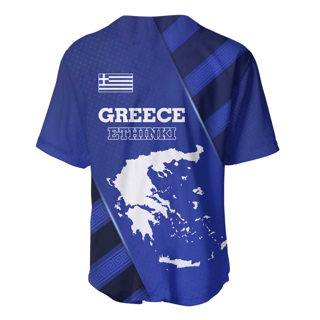 Greek Pride Baseball Jersey with Ancient Sculpture and National Map Graphic