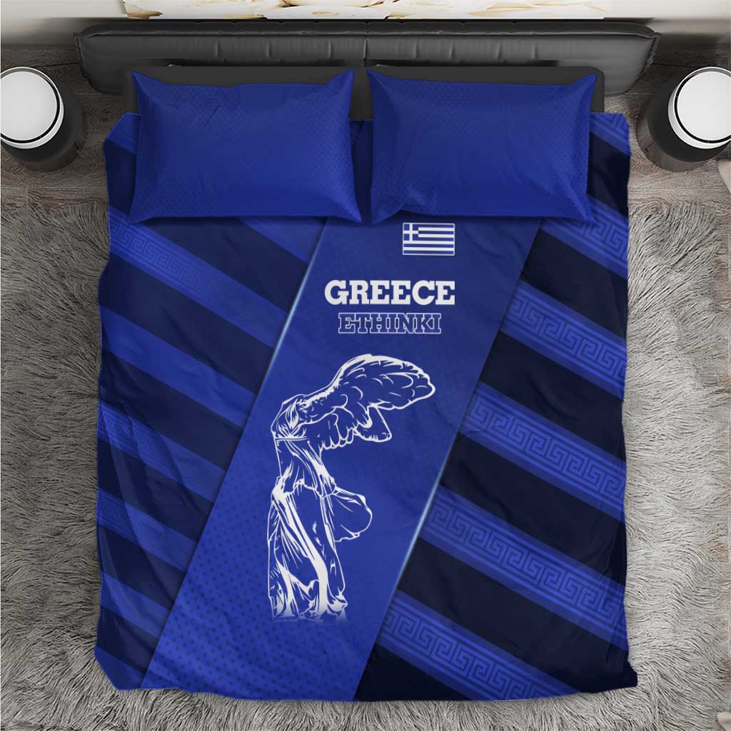 Greek Pride Bedding Set with Ancient Sculpture and National Map Graphic