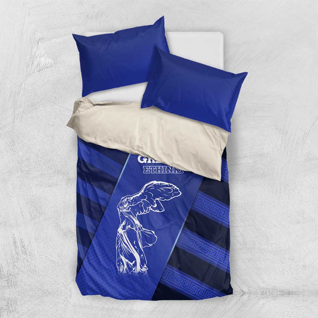 Greek Pride Bedding Set with Ancient Sculpture and National Map Graphic