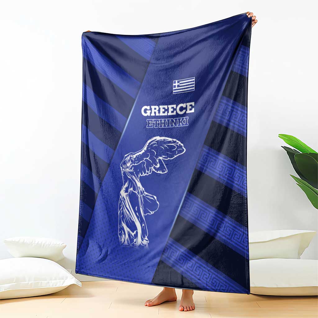 Greek Pride Blanket with Ancient Sculpture and National Map Graphic