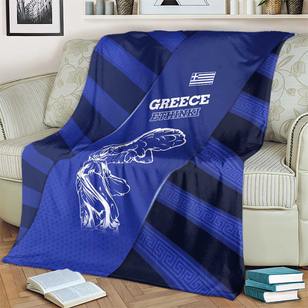 Greek Pride Blanket with Ancient Sculpture and National Map Graphic