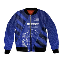 Greek Pride Bomber Jacket with Ancient Sculpture and National Map Graphic