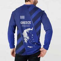 Greek Pride Button Sweatshirt with Ancient Sculpture and National Map Graphic