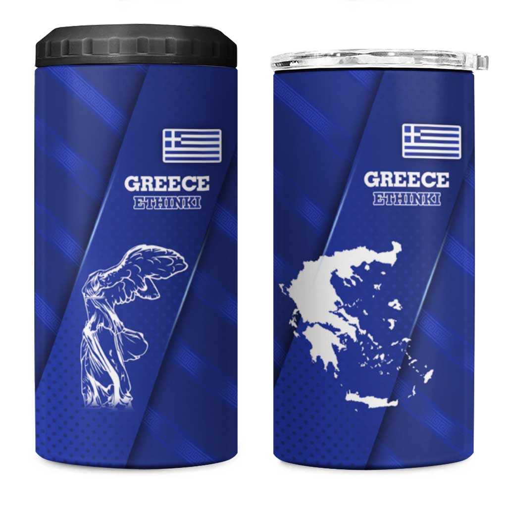 Greek Pride 4 in 1 Can Cooler Tumbler with Ancient Sculpture and National Map Graphic