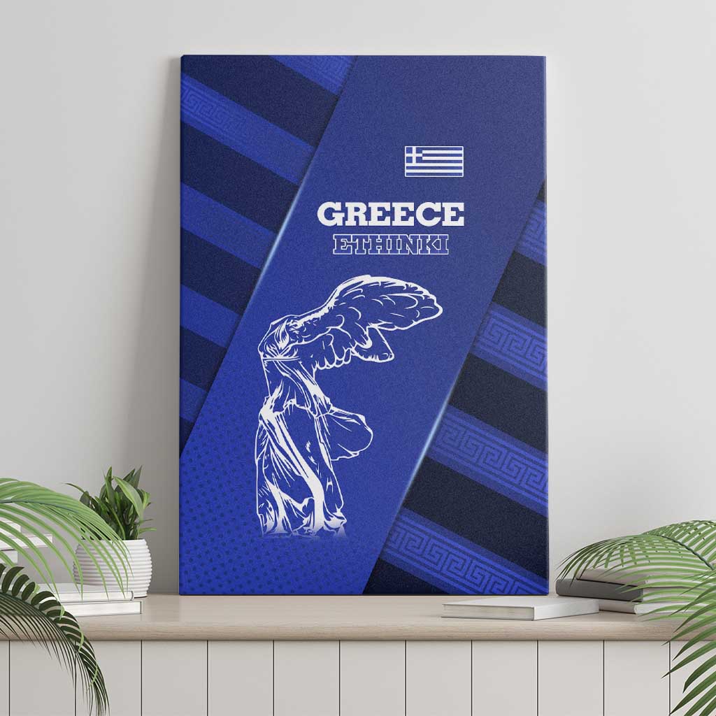 Greek Pride Canvas Wall Art with Ancient Sculpture and National Map Graphic