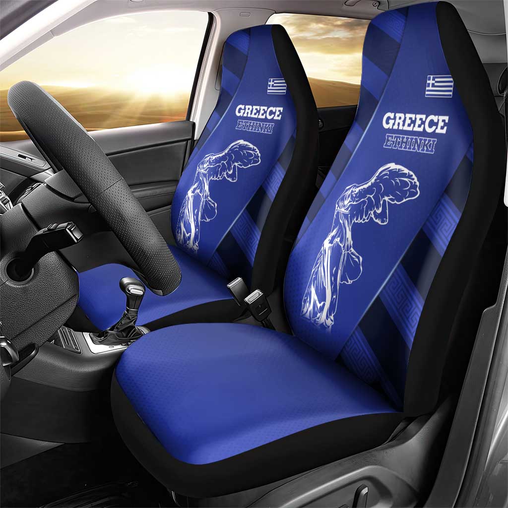 Greek Pride Car Seat Cover with Ancient Sculpture and National Map Graphic
