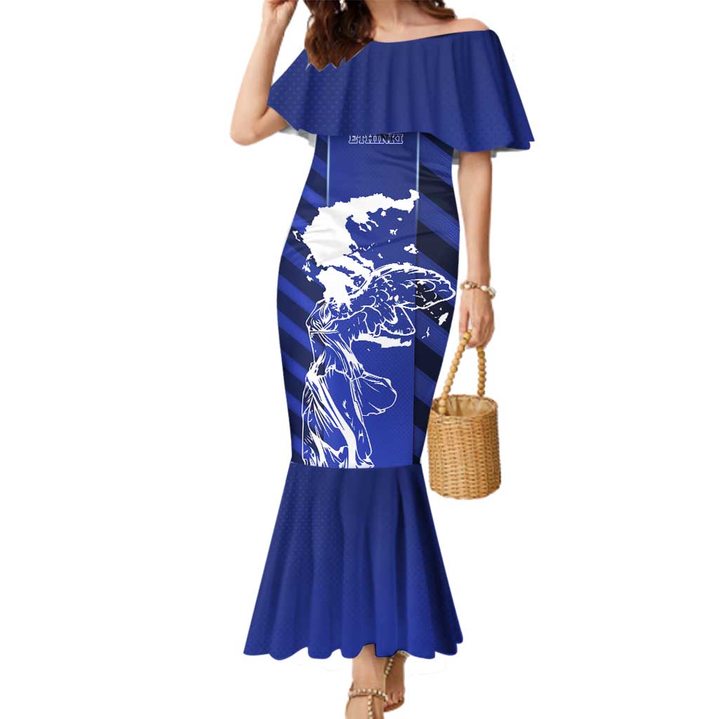 Greek Pride Family Matching Mermaid Dress and Hawaiian Shirt with Ancient Sculpture and National Map Graphic
