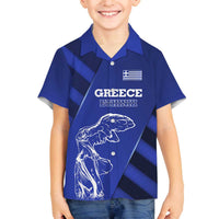 Greek Pride Family Matching Off The Shoulder Long Sleeve Dress and Hawaiian Shirt with Ancient Sculpture and National Map Graphic