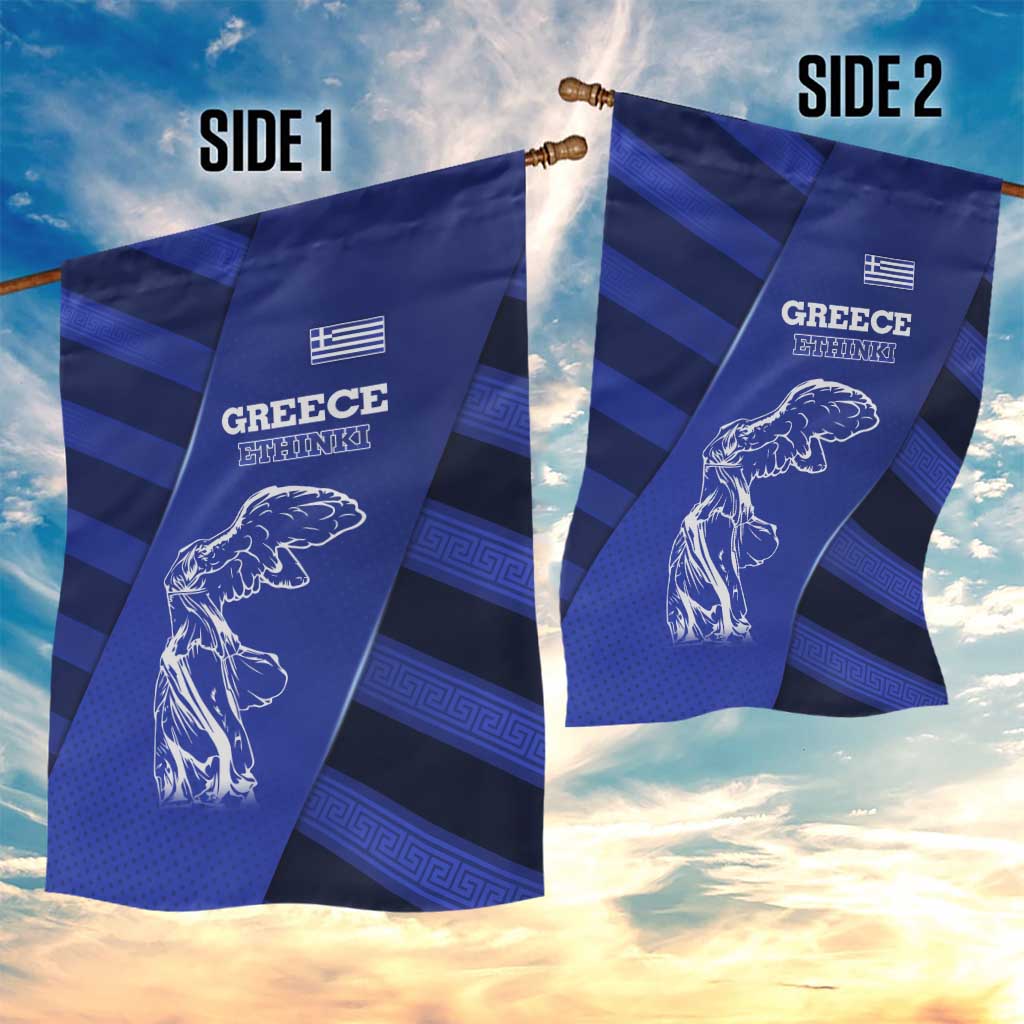 Greek Pride Garden Flag with Ancient Sculpture and National Map Graphic