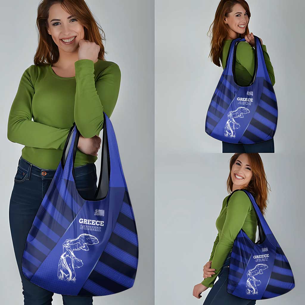 Greek Pride Grocery Bag with Ancient Sculpture and National Map Graphic
