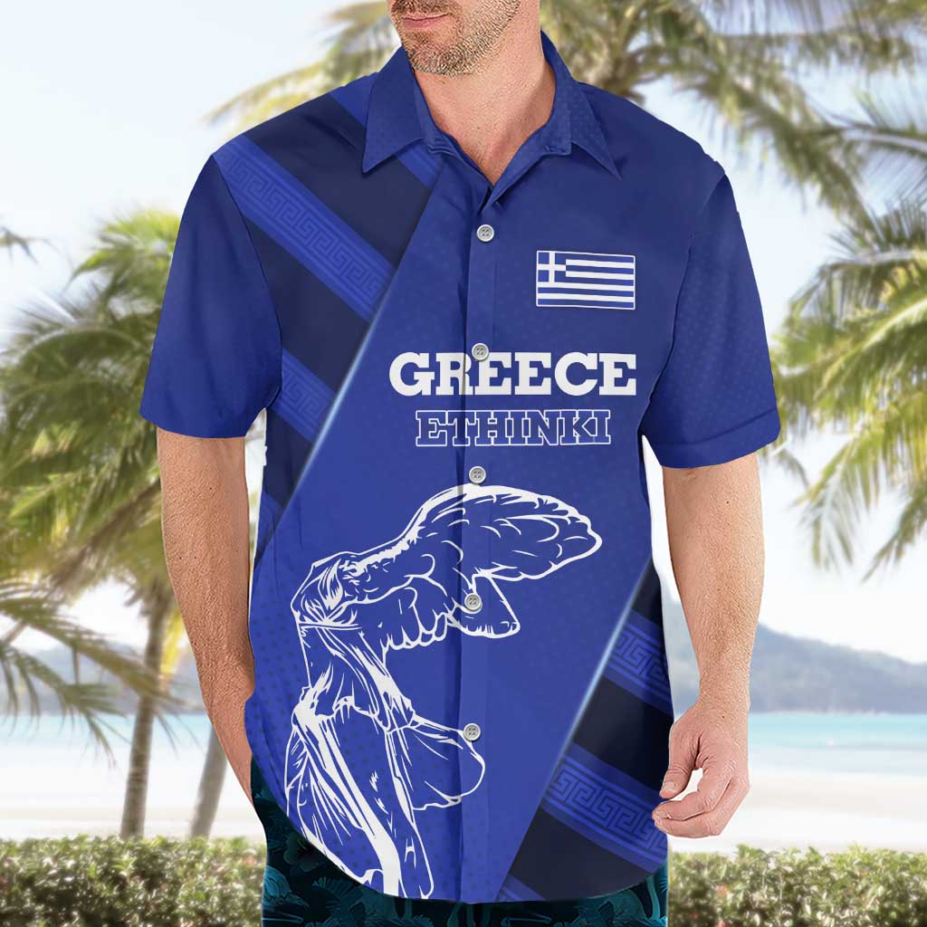 Greek Pride Hawaiian Shirt with Ancient Sculpture and National Map Graphic