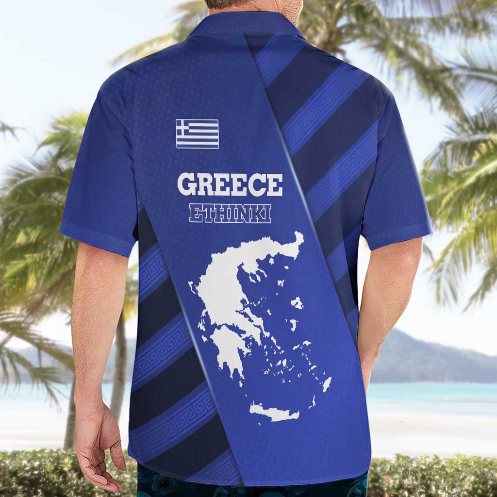 Greek Pride Hawaiian Shirt with Ancient Sculpture and National Map Graphic
