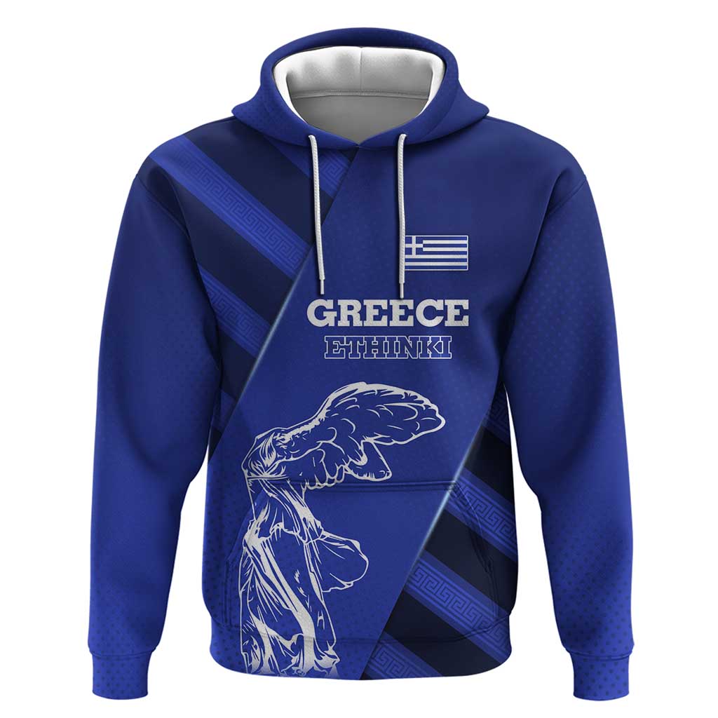 Greek Pride Hoodie with Ancient Sculpture and National Map Graphic