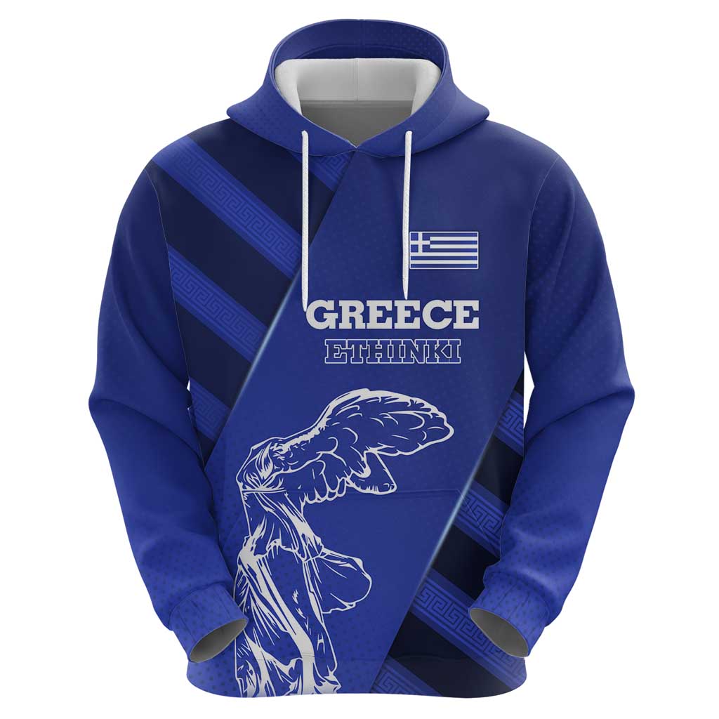 Greek Pride Hoodie with Ancient Sculpture and National Map Graphic