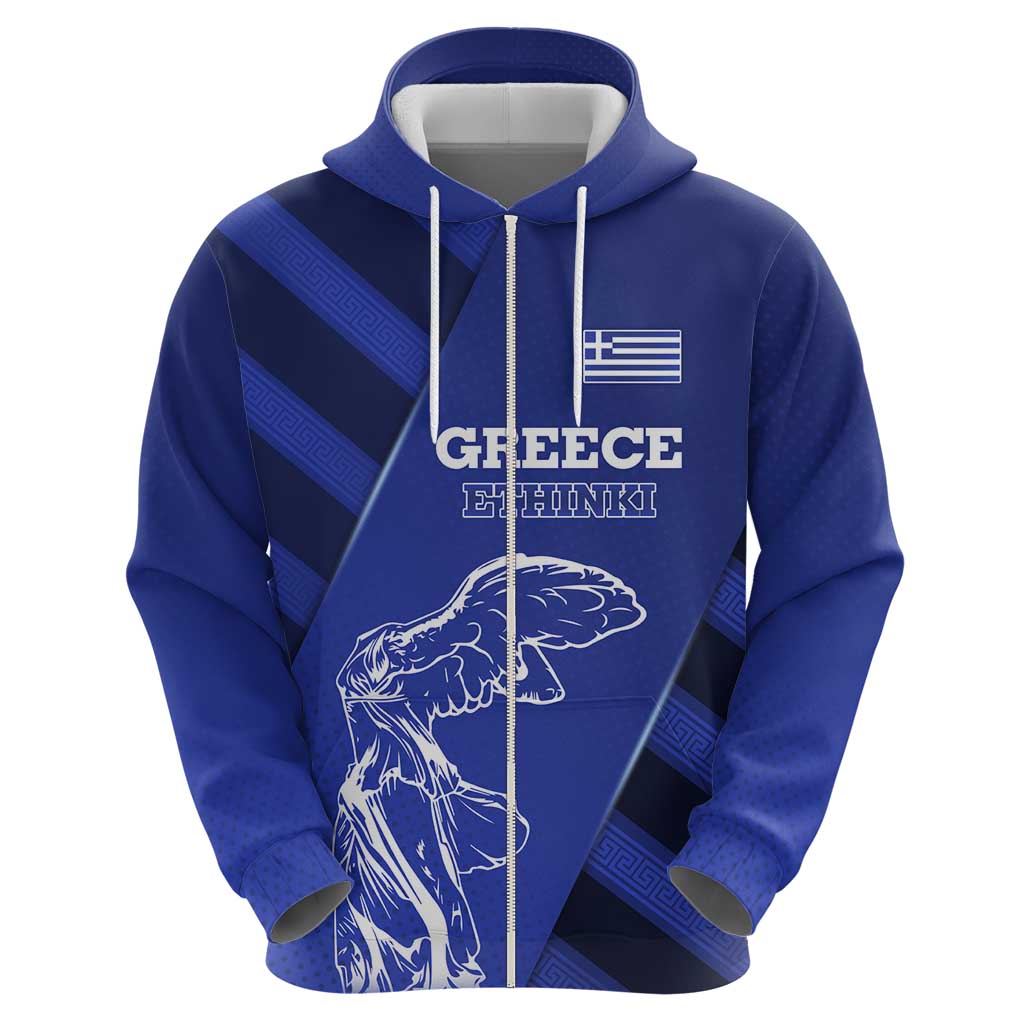 Greek Pride Hoodie with Ancient Sculpture and National Map Graphic