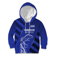 Greek Pride Kid Hoodie with Ancient Sculpture and National Map Graphic