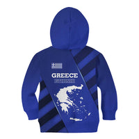 Greek Pride Kid Hoodie with Ancient Sculpture and National Map Graphic
