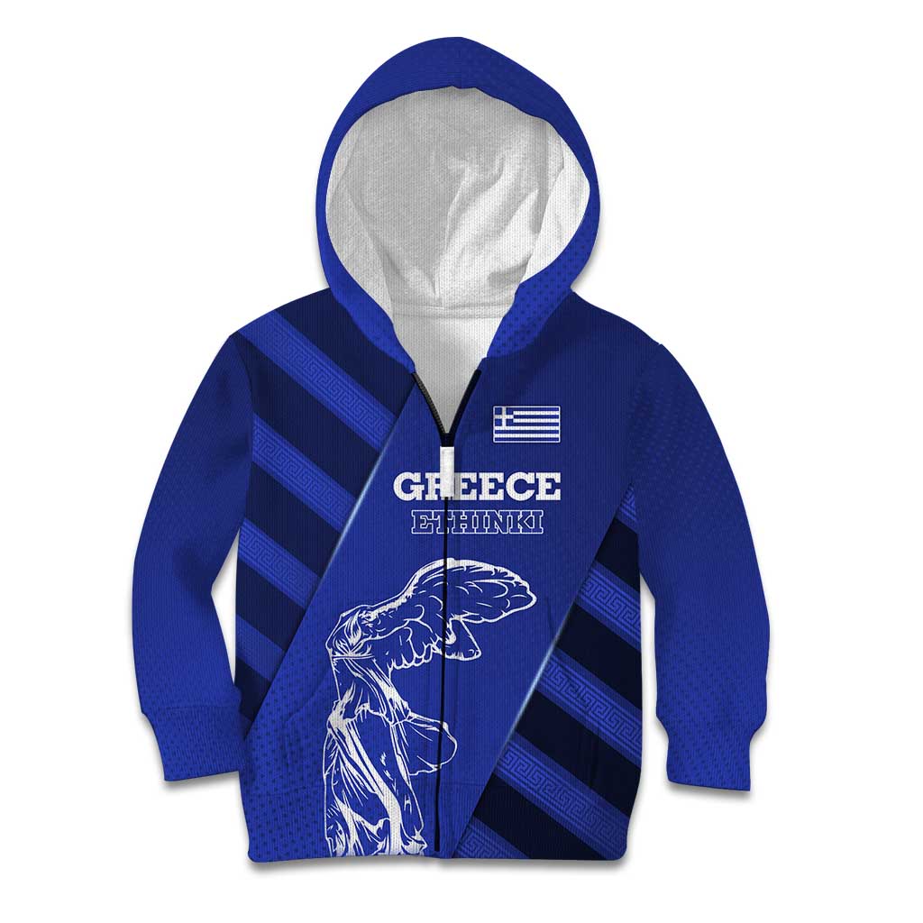 Greek Pride Kid Hoodie with Ancient Sculpture and National Map Graphic