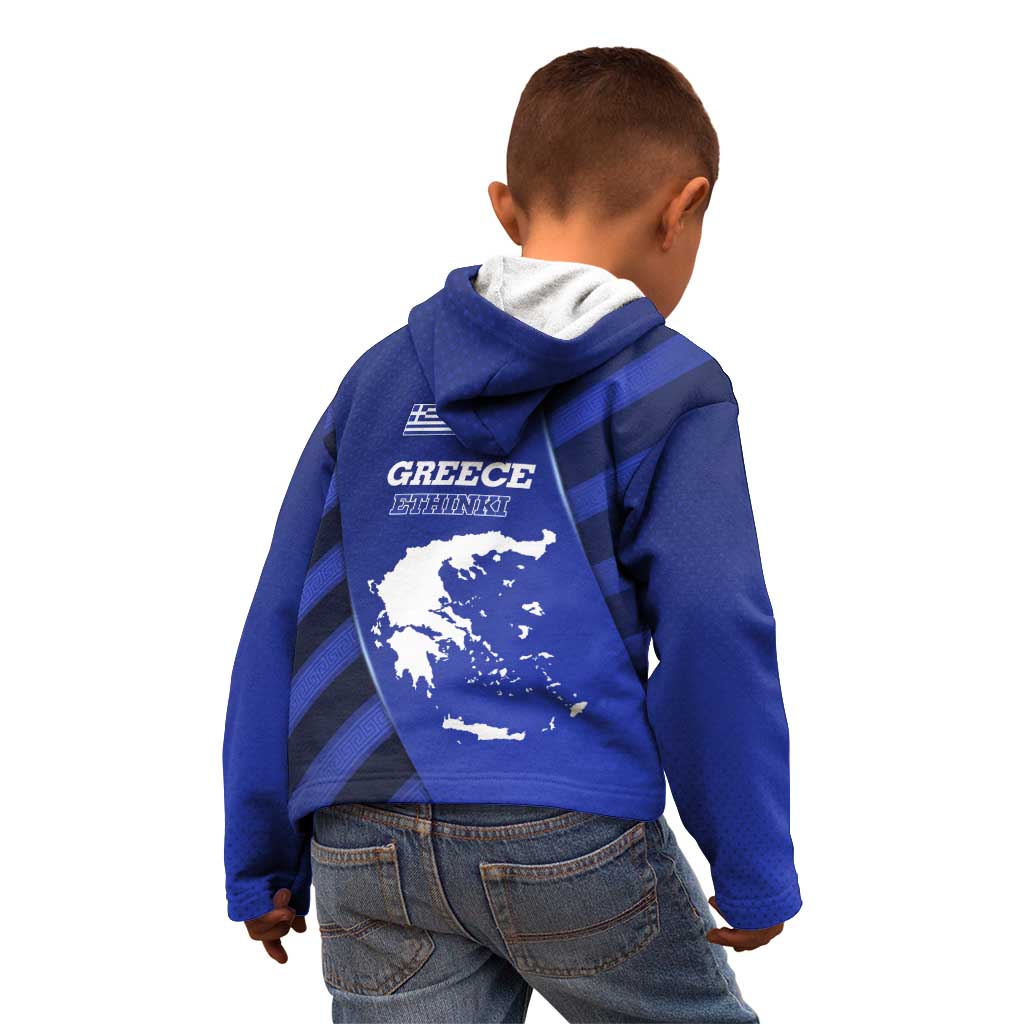 Greek Pride Kid Hoodie with Ancient Sculpture and National Map Graphic