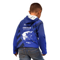 Greek Pride Kid Hoodie with Ancient Sculpture and National Map Graphic