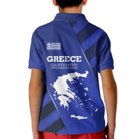 Greek Pride Kid Polo Shirt with Ancient Sculpture and National Map Graphic