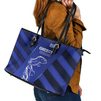 Greek Pride Leather Tote Bag with Ancient Sculpture and National Map Graphic