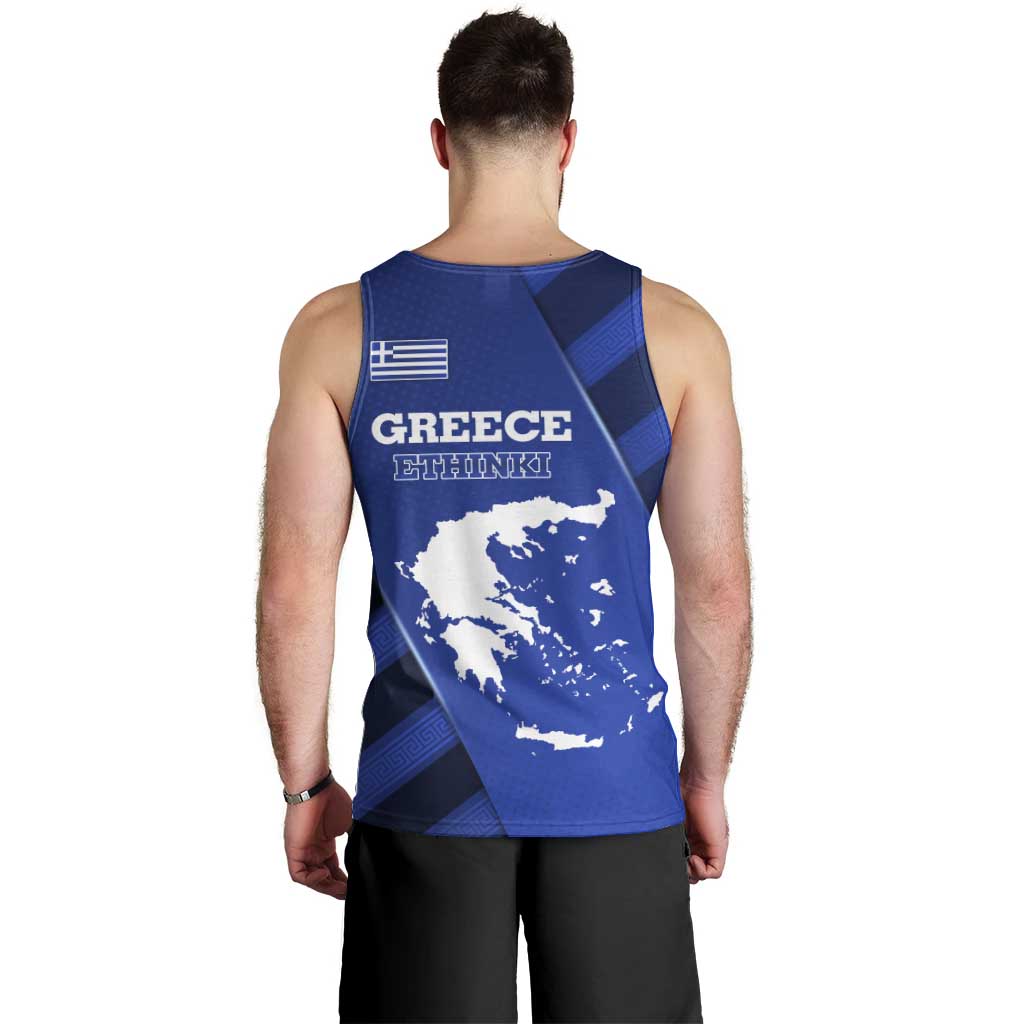Greek Pride Men Tank Top with Ancient Sculpture and National Map Graphic
