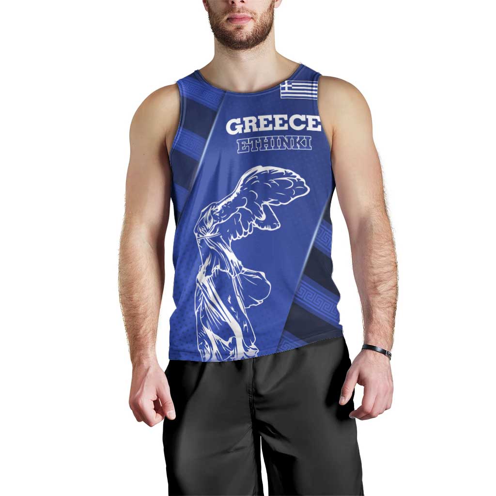 Greek Pride Men Tank Top with Ancient Sculpture and National Map Graphic