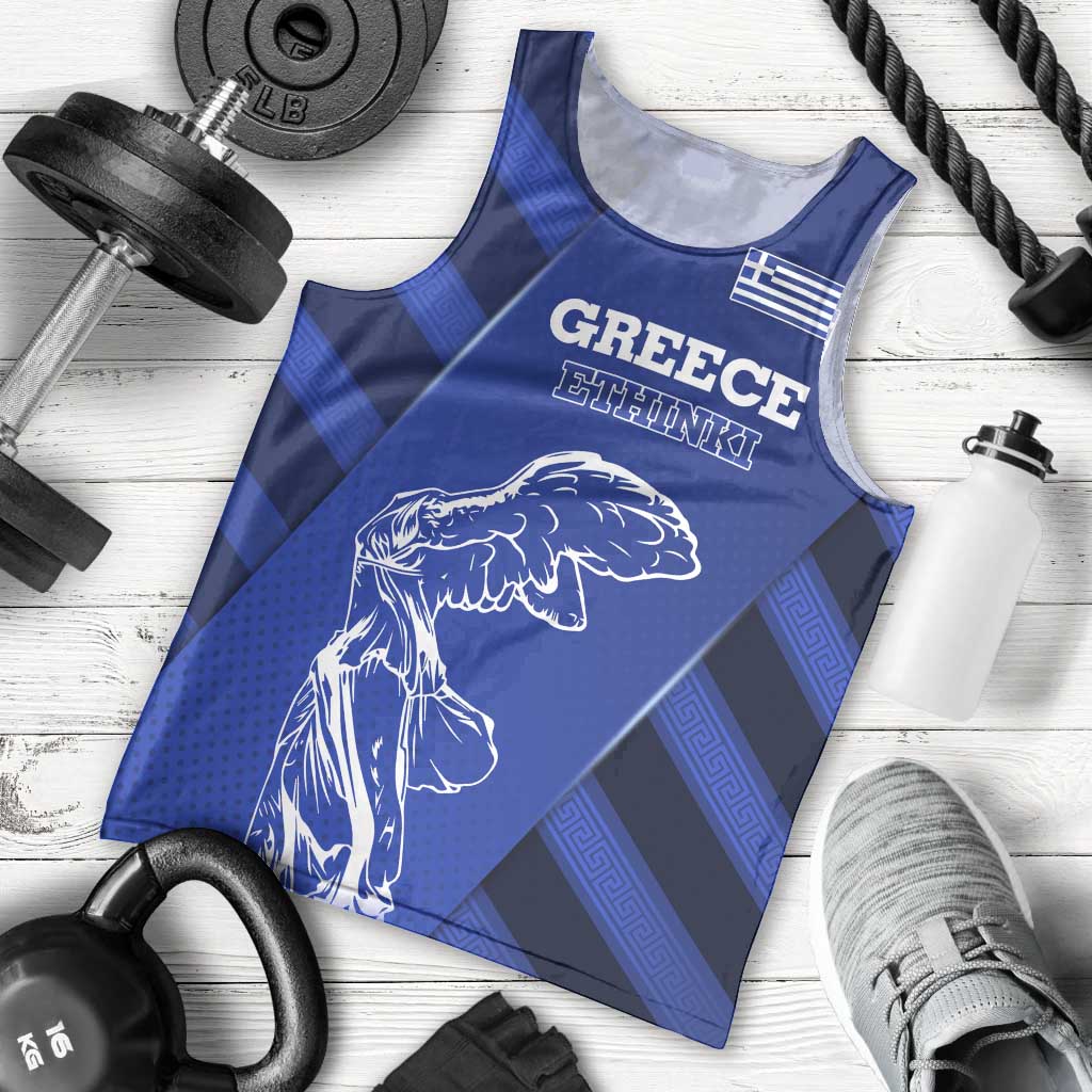 Greek Pride Men Tank Top with Ancient Sculpture and National Map Graphic
