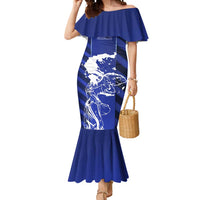 Greek Pride Mermaid Dress with Ancient Sculpture and National Map Graphic