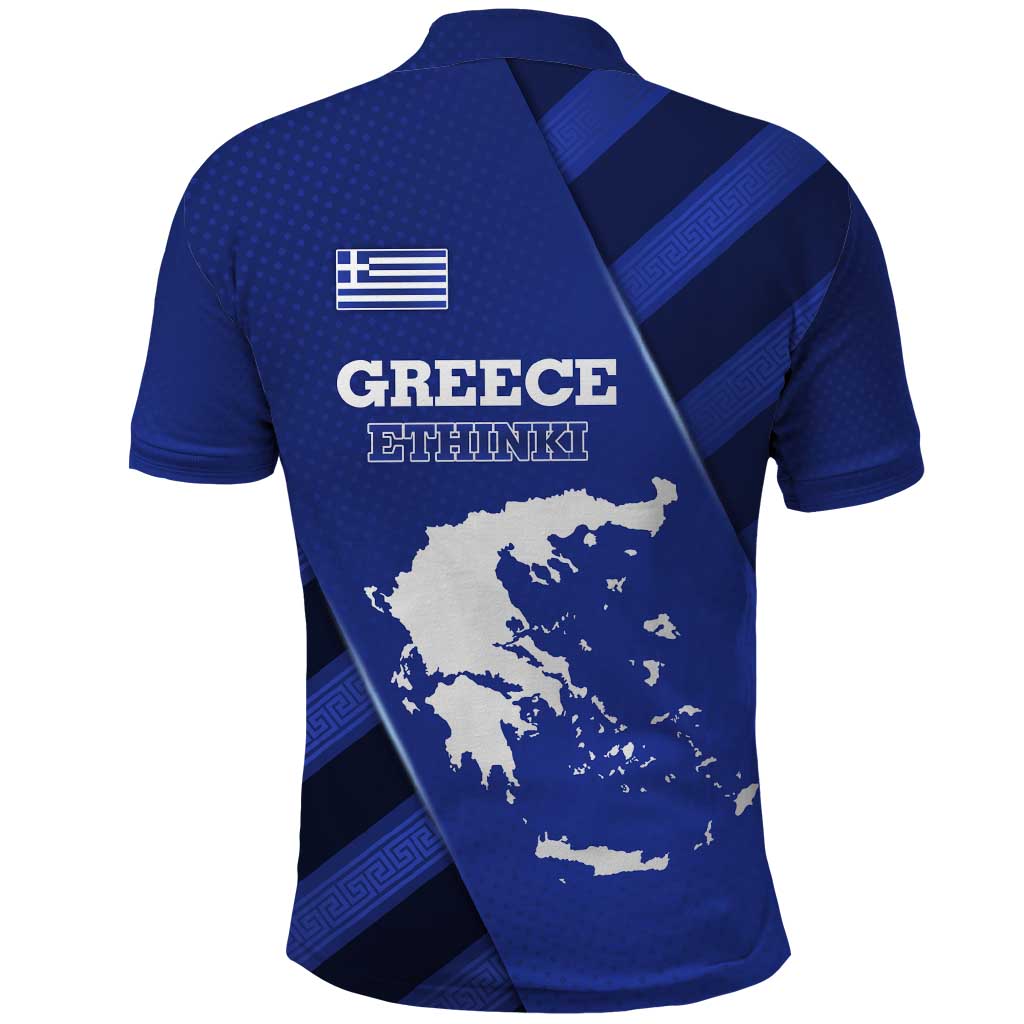 Greek Pride Polo Shirt with Ancient Sculpture and National Map Graphic