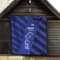 Greek Pride Quilt with Ancient Sculpture and National Map Graphic